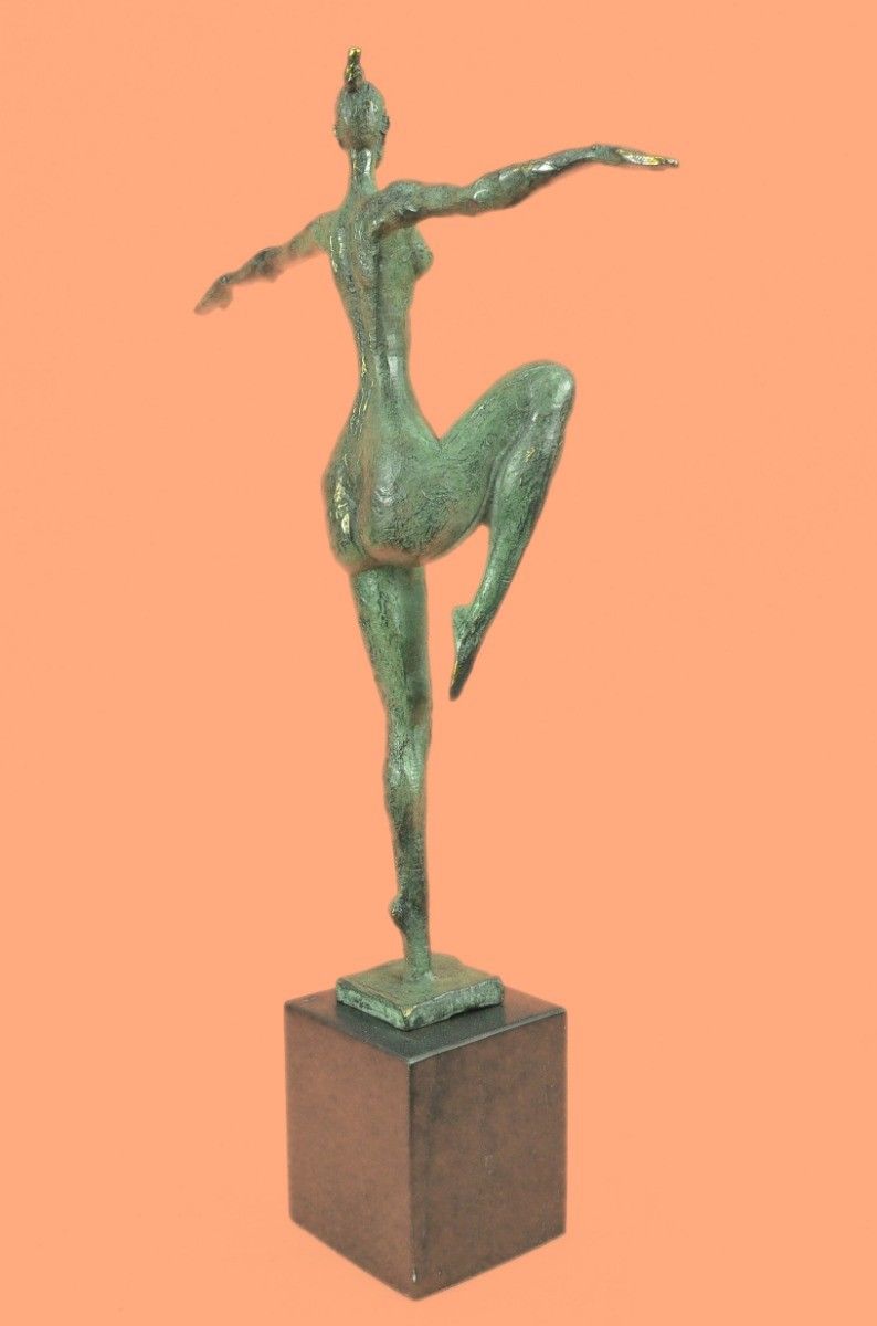 Rare Sculpture Original Signed Nude Female Fertility Goddess Abstract Bronze Sta