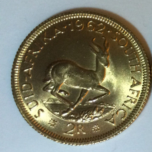 (1) SOUTH AFRICA Gold 1962 2 Rand Coin KRUGERRAND 1/4 OUNCE Fine Gold Great Gift