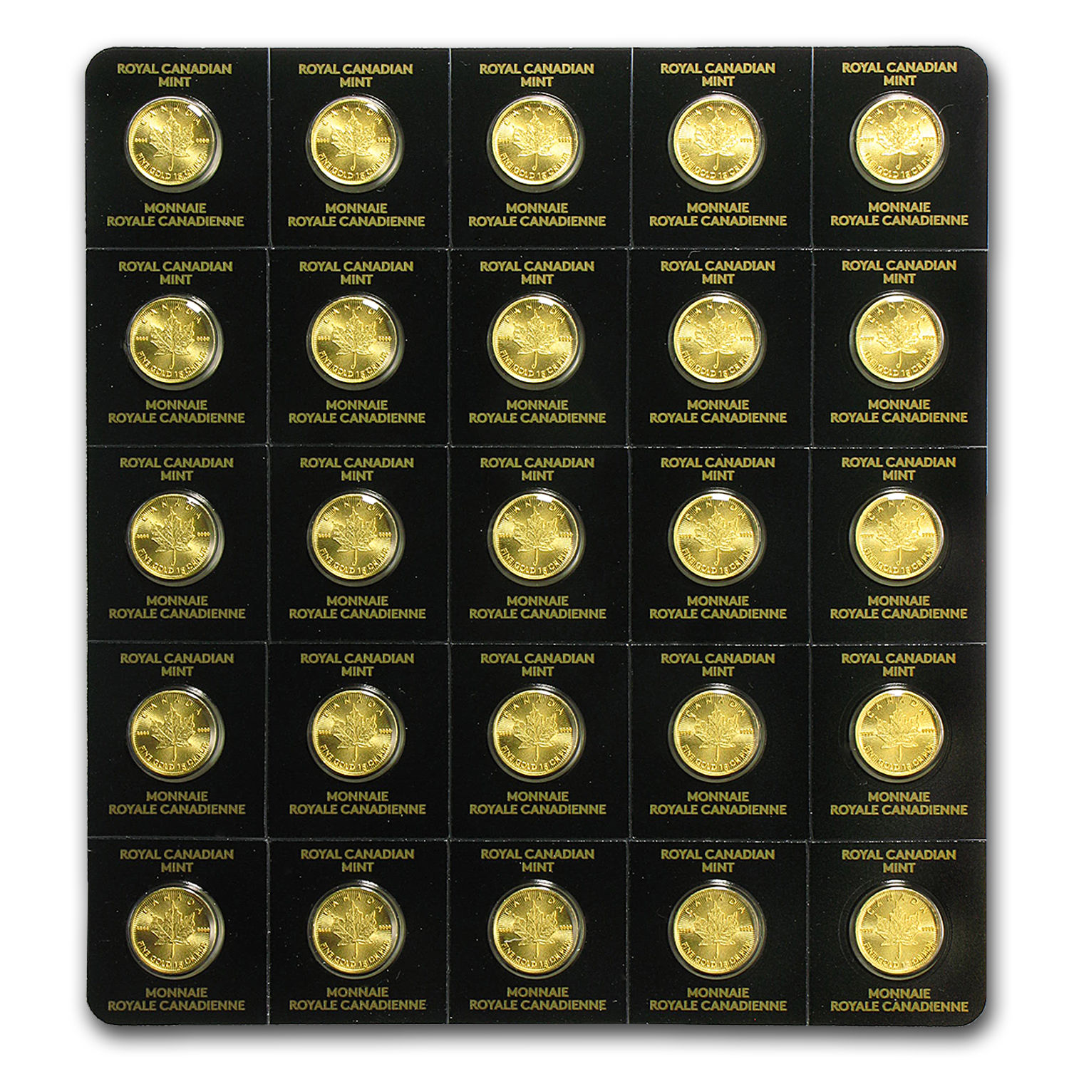 2016 25x 1 gram Gold Maple Leafs - Maplegram25™ (In Assay Sleeve) - SKU #94813