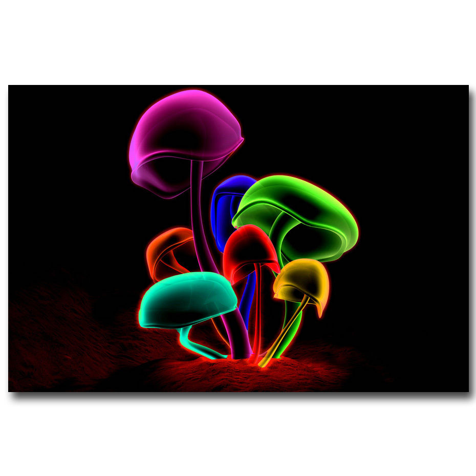 Psychedelic Trippy Magic Mushroom Abstract Art Silk Poster 12x18 24x36inch