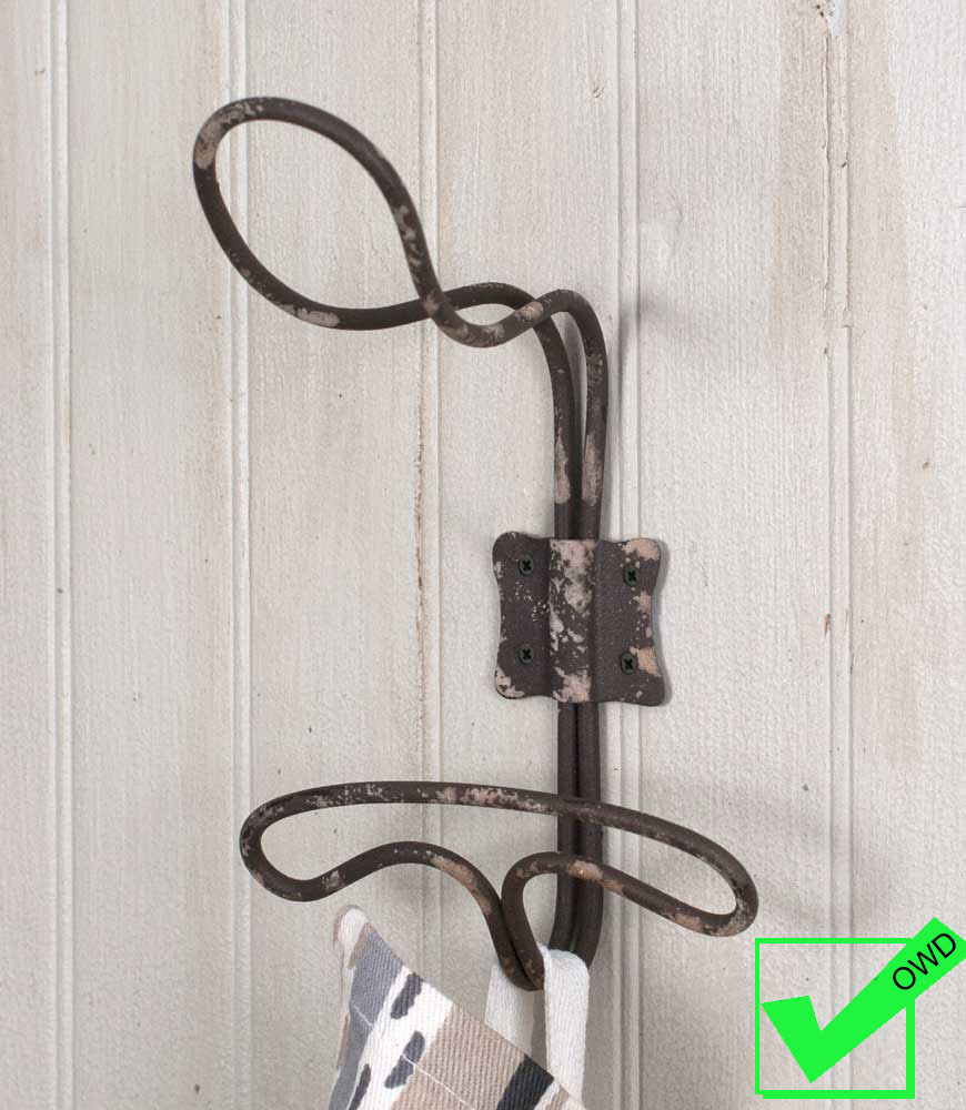 Set of 4 Vintage Coat Hat Towel WIRE WALL HOOKS Rustic Metal antique + HARDWARE!