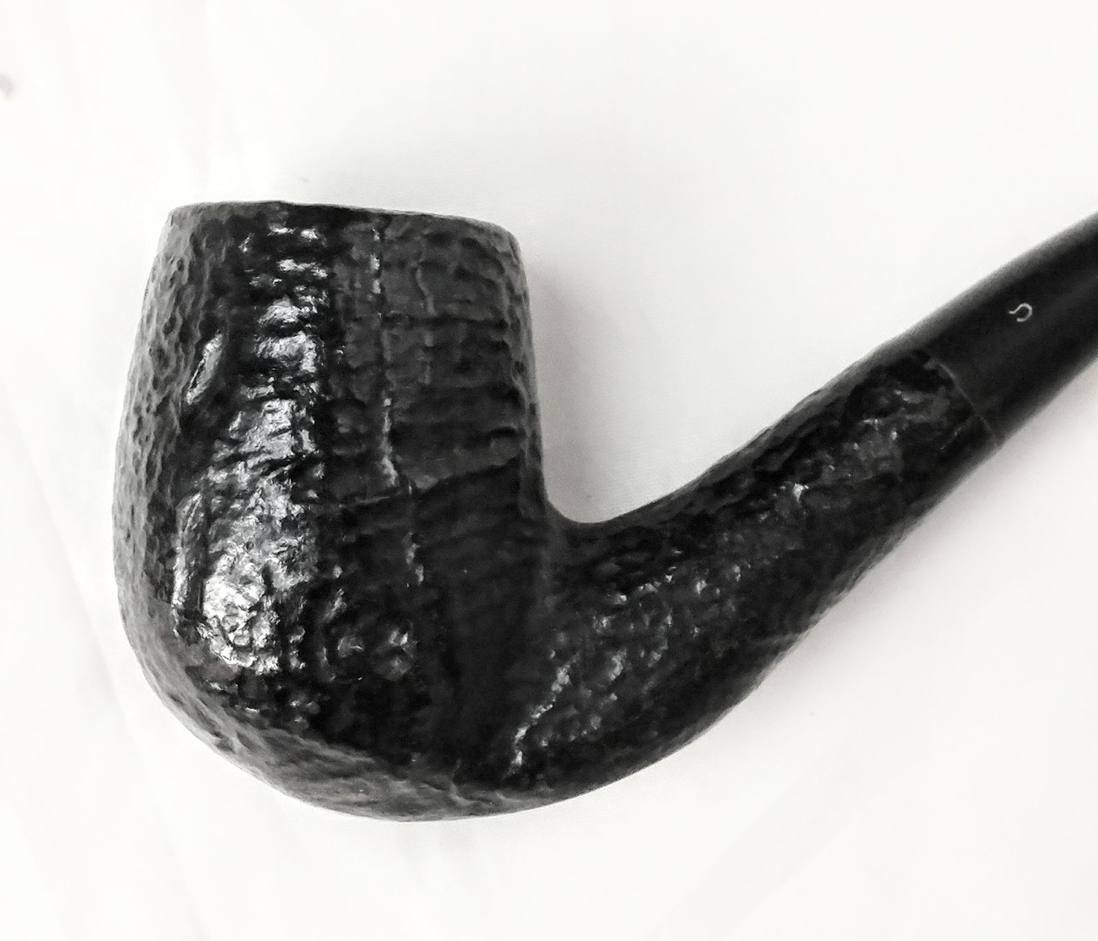 Vintage S Marked Genuine Sandblast Italy Black Smoking Tobacco Pipe