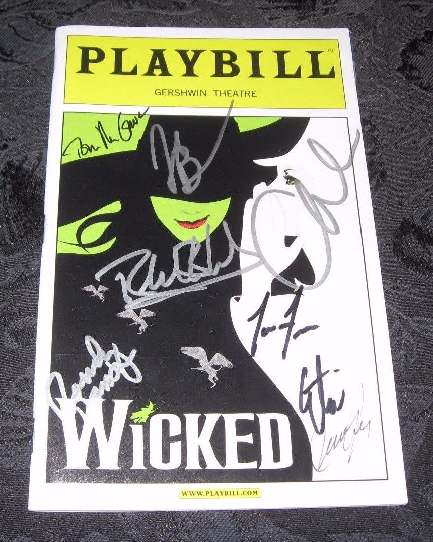 Cast signed Playbill WICKED at the Gershwin Theatre, NYC, January 2012