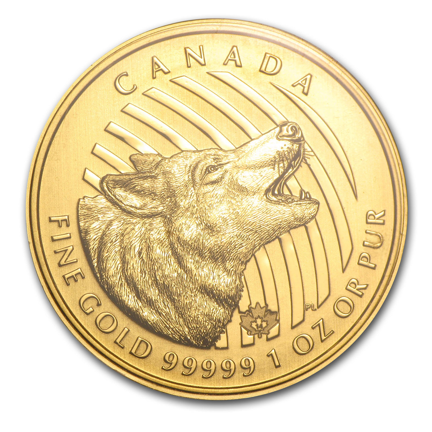 2014 Canada 1 oz Gold Howling Wolf .99999 BU (Assay Card) - SKU #81490