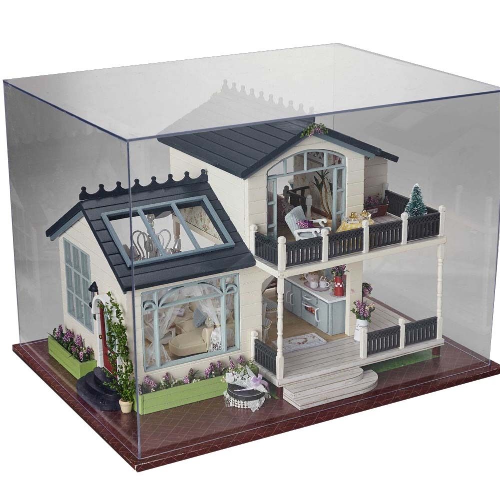 Dollhouse Miniature DIY Kit Dolls House With Furniture LED Light and Music Box W