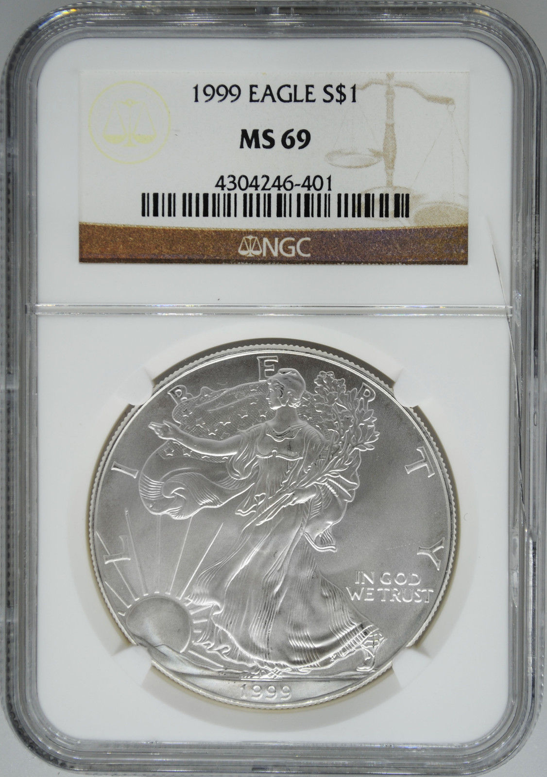 1999 NGC MS 69 $1 Silver American Eagle (Uncirculated 1 oz)