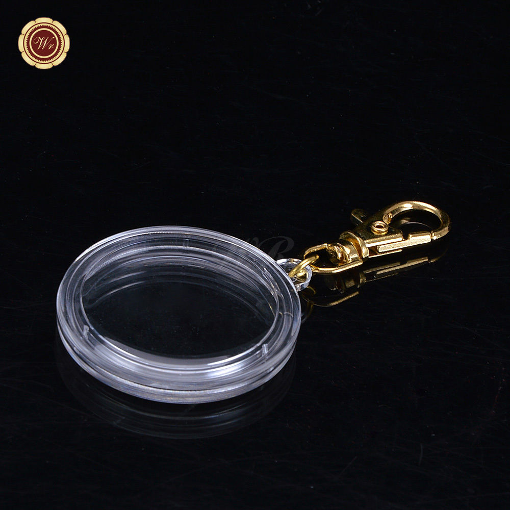 Clear Acrylic Coin Display With Keychain 24k Gold Keyring Holder For A 40mm Coin