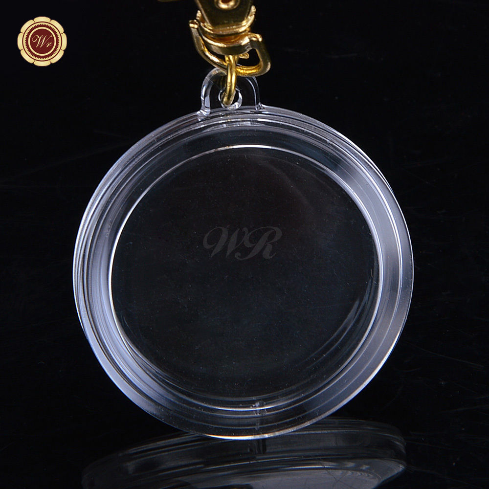 Clear Acrylic Coin Display With Keychain 24k Gold Keyring Holder For A 40mm Coin