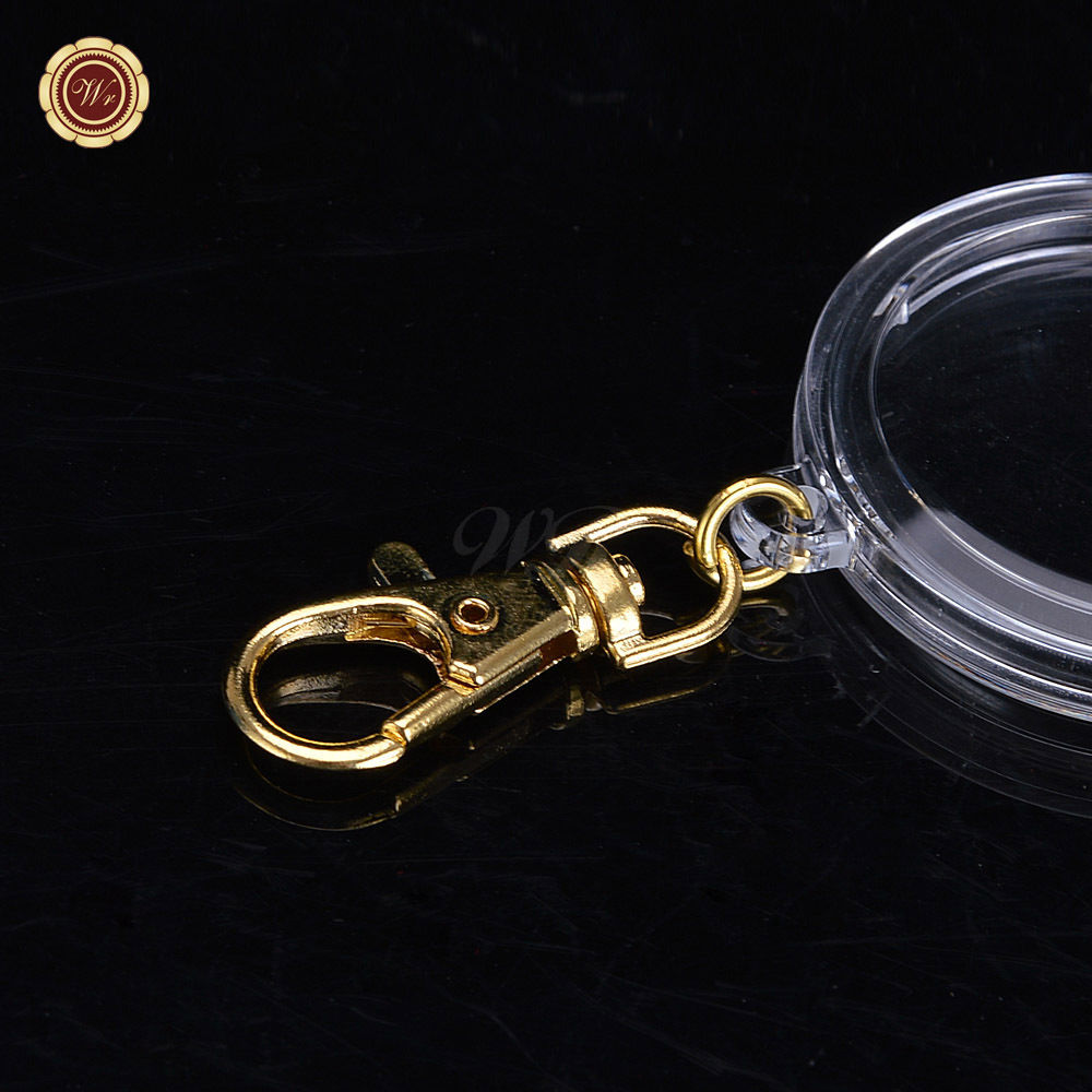 Clear Acrylic Coin Display With Keychain 24k Gold Keyring Holder For A 40mm Coin