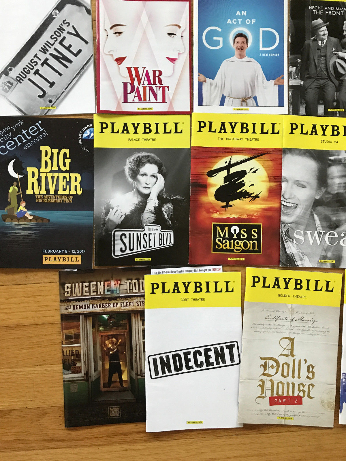 19 Playbills: Origiinal Cast of Hamilton, Evan Hansen, Hello Dolly Revival...