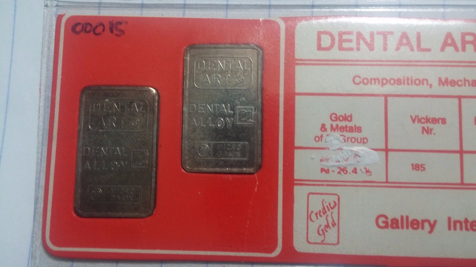 Palladium Bars (dental alloy) noble metals [00015] bullion 12.55gr