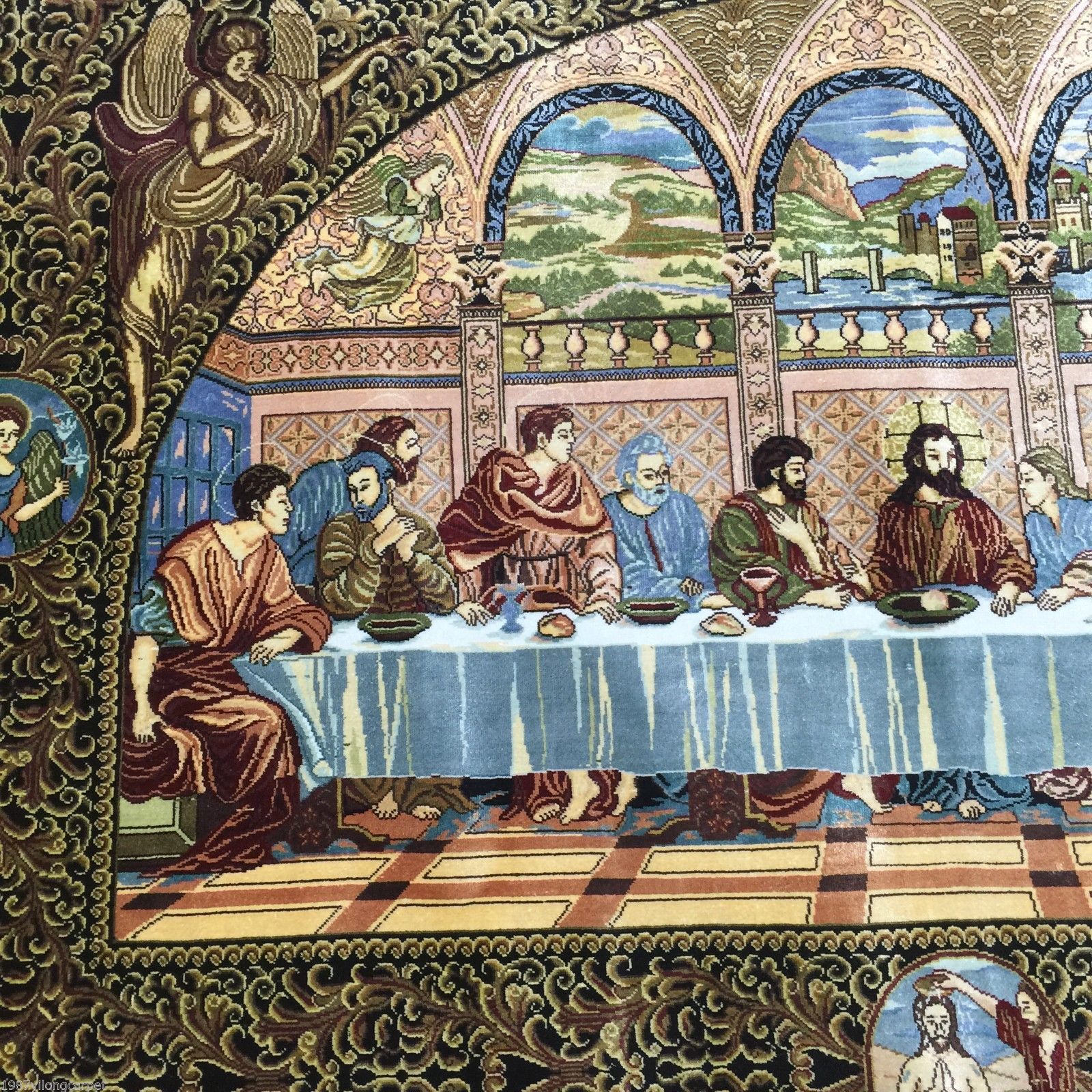 Handmade Religious Jesus Last Supper Painting Art Tapestry Pictorial Hanging Rug