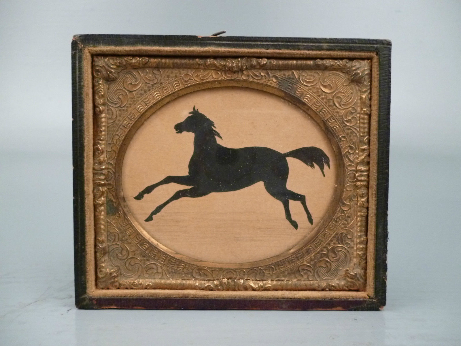 19th Century Folky Silhouette Horse Drawing Equestrian American Folk Art VR