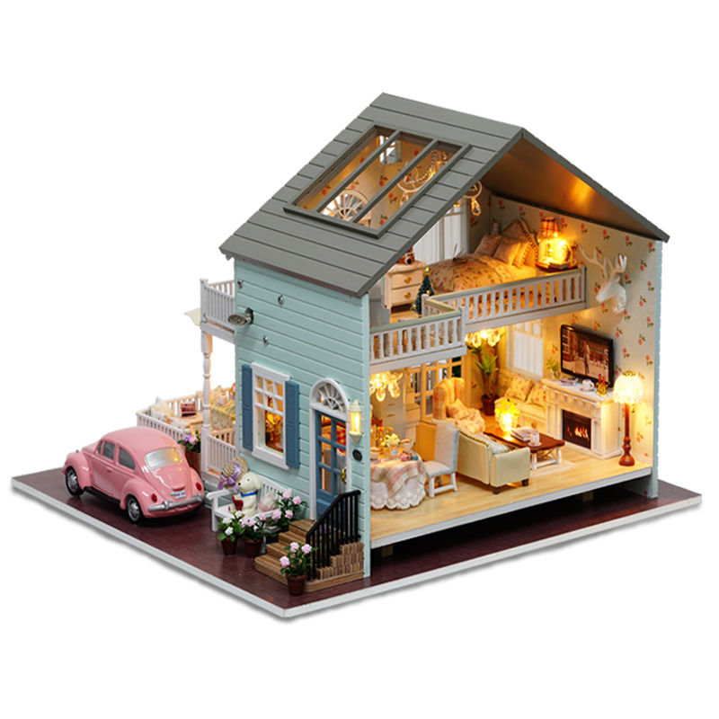 Dollhouse Miniatures DIY House Kit with Furniture 1:24 scale New Queenstown