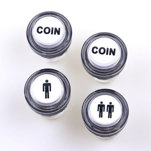 LED Illuminated 1P & 2P Arcade Start Player Buttons Coin Button Bundle MAME Game