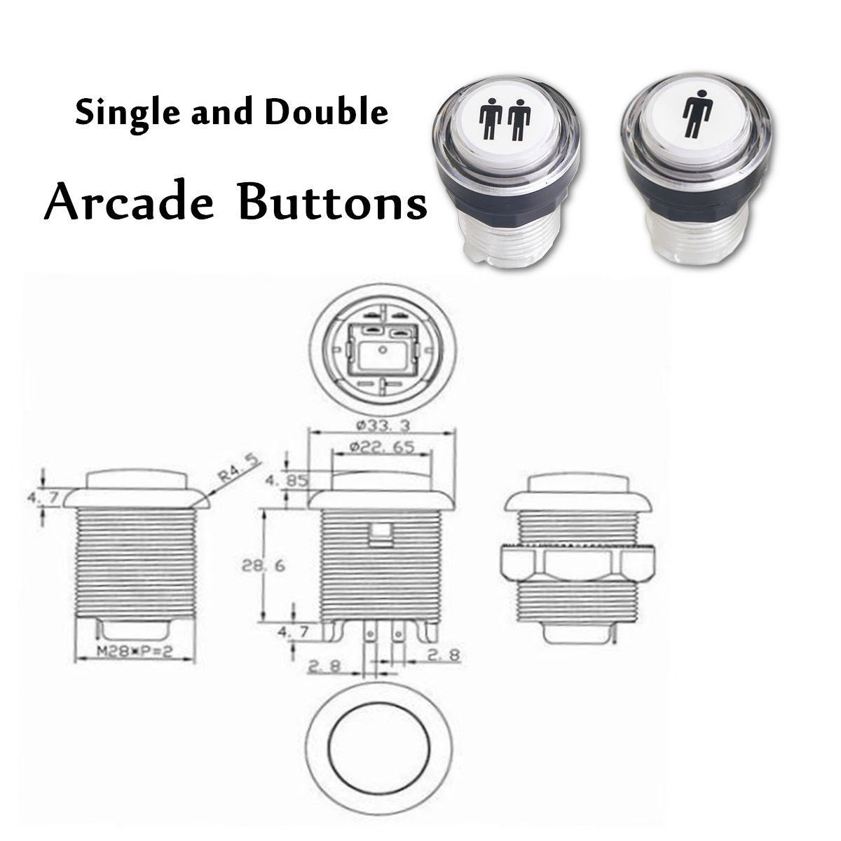 LED Illuminated 1P & 2P Arcade Start Player Buttons Coin Button Bundle MAME Game