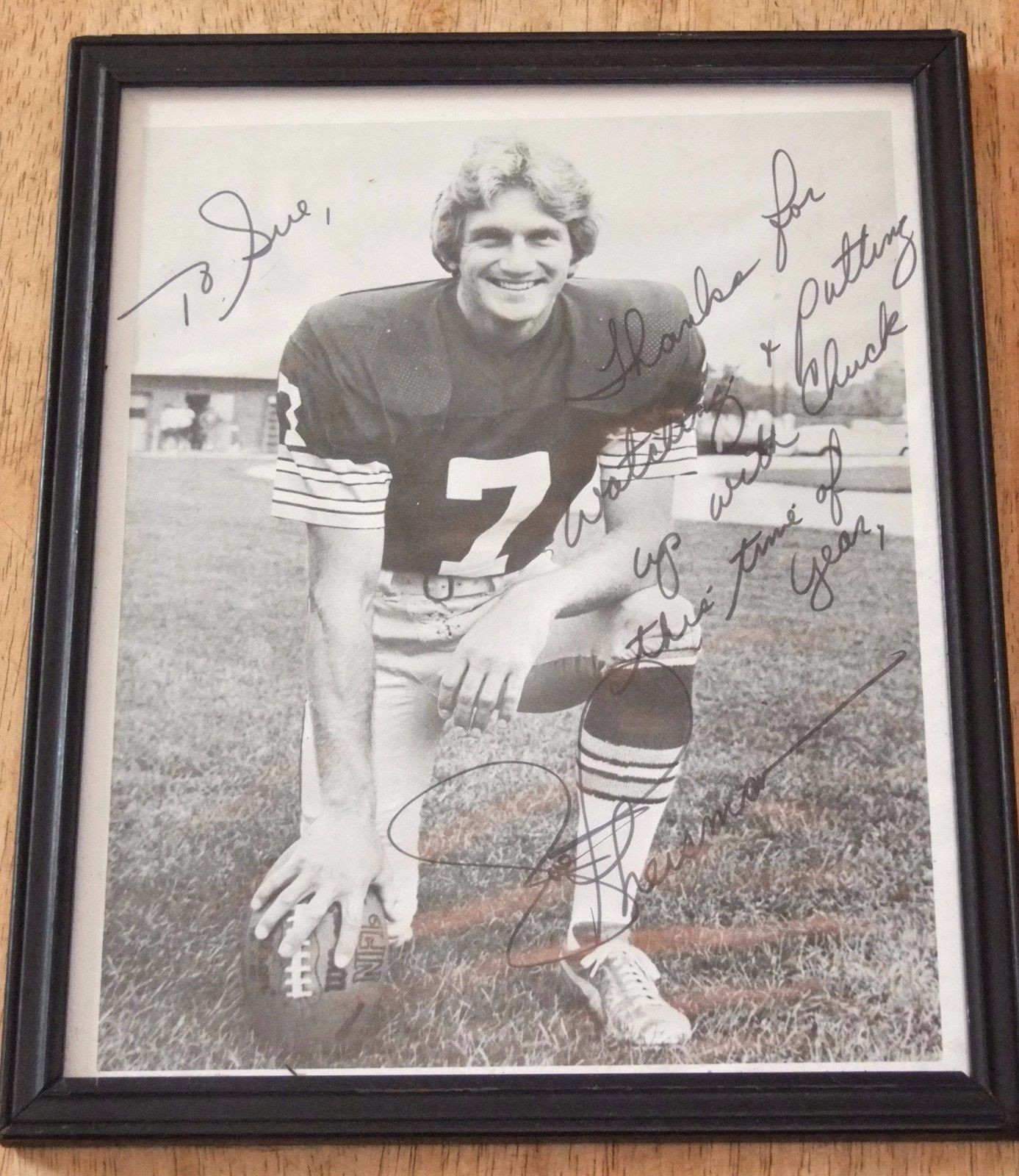 Vintage JOE THEISMANN Autographed 8x10 Framed Photo, FUNNY INSCRIPTION, Signed