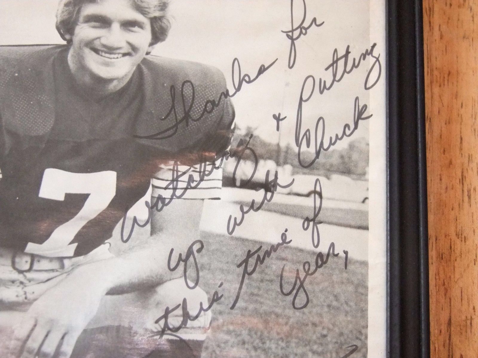 Vintage JOE THEISMANN Autographed 8x10 Framed Photo, FUNNY INSCRIPTION, Signed