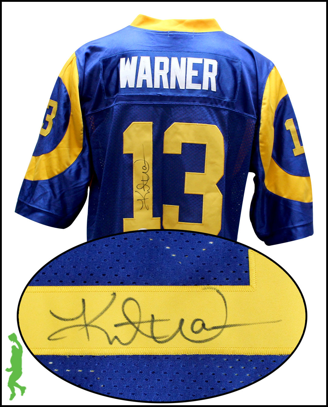 KURT WARNER AUTOGRAPHED SIGNED ST. LOUIS RAMS FOOTBALL JERSEY NFL JSA COA