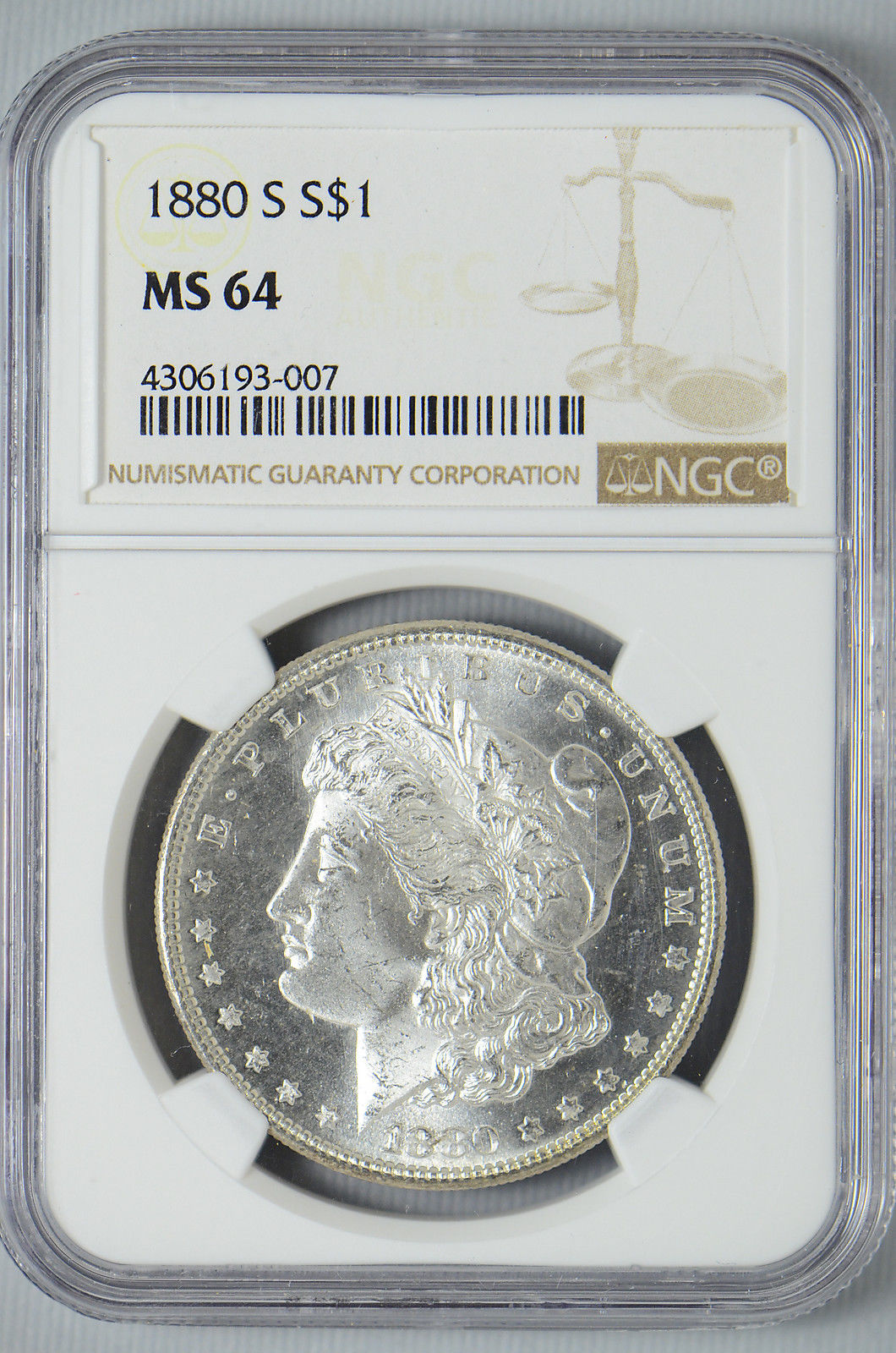 1880-S Morgan Silver Dollar NGC MS64 Blast White (slx15)