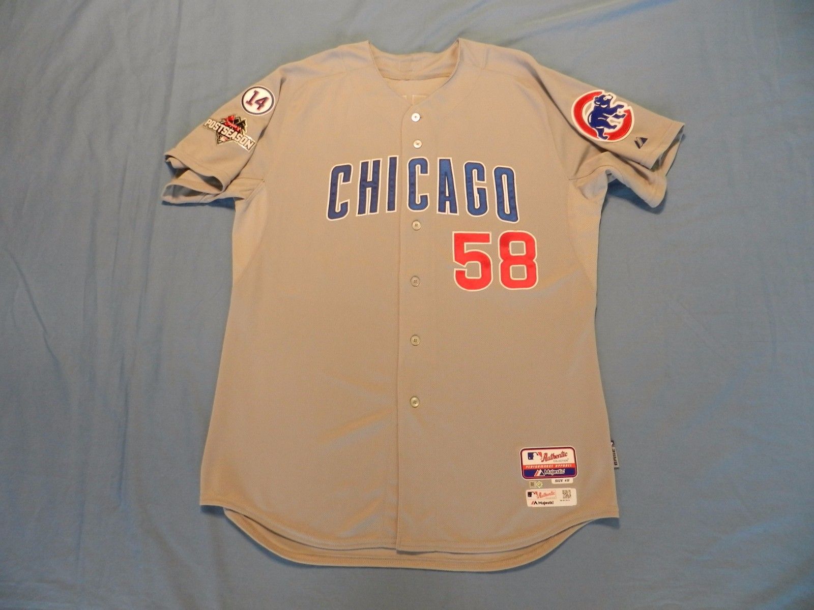 Mike Borzello 2015 Chicago Cubs game used jersey "Post Season"  NLCS