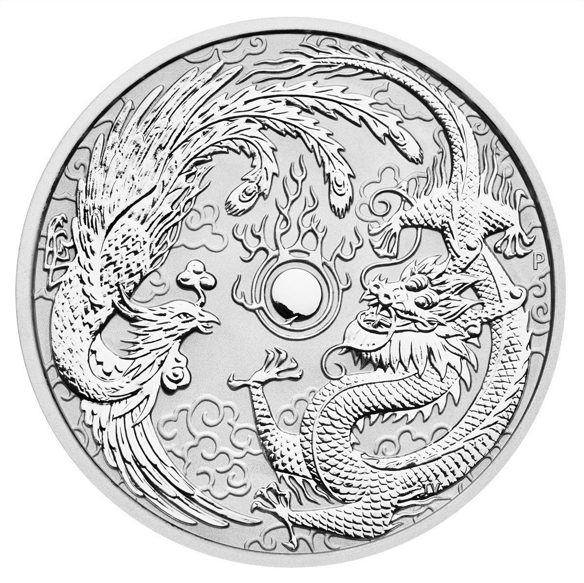 2017 - P Australia $1 1 oz. Silver Dragon & Phoenix Coin In Mint Capsule