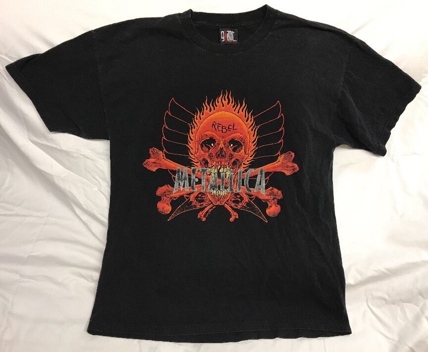 METALLICA Vintage T Shirt 90's TOUR Concert PUSHEAD REBEL Giant Tag XL