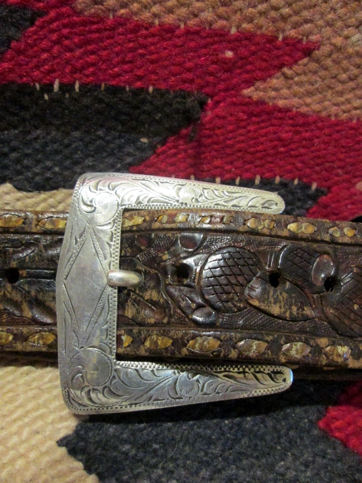 VINTAGE BOHLIN ENGRAVED STERLING SILVER 3 PIECE BUCKLE SET HOLLYWOOD BELT