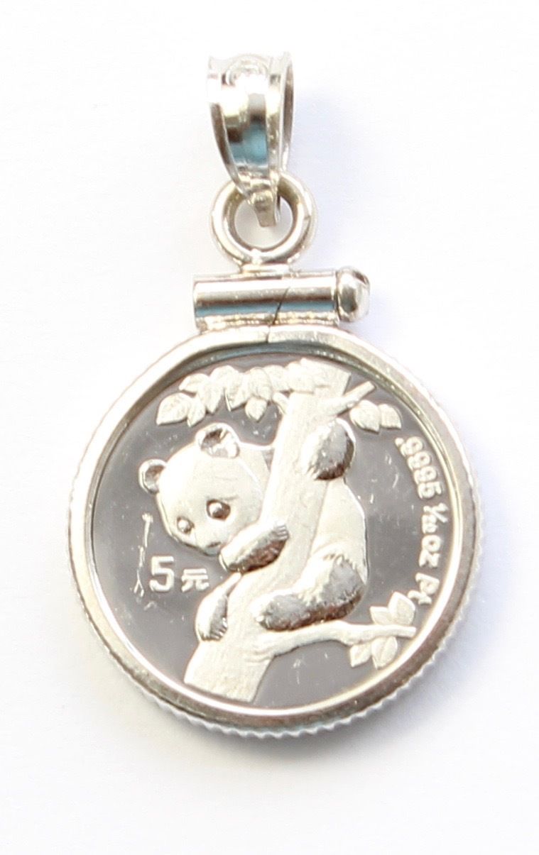 1996 China 1/20 oz Platinum Panda Necklace Pendant Charm