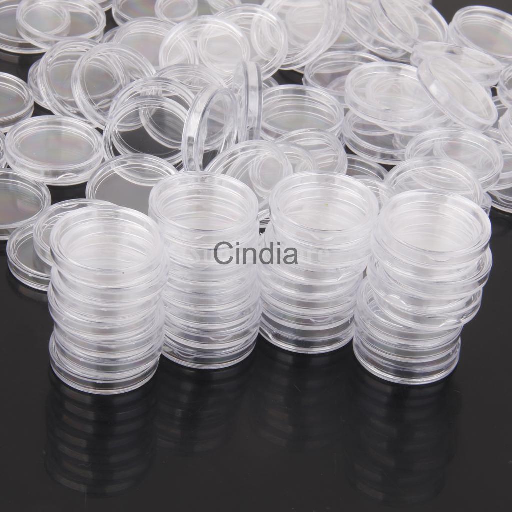 200x Clear Round Coin Holder Plastic Capsules Coin Box Display Case 40mm