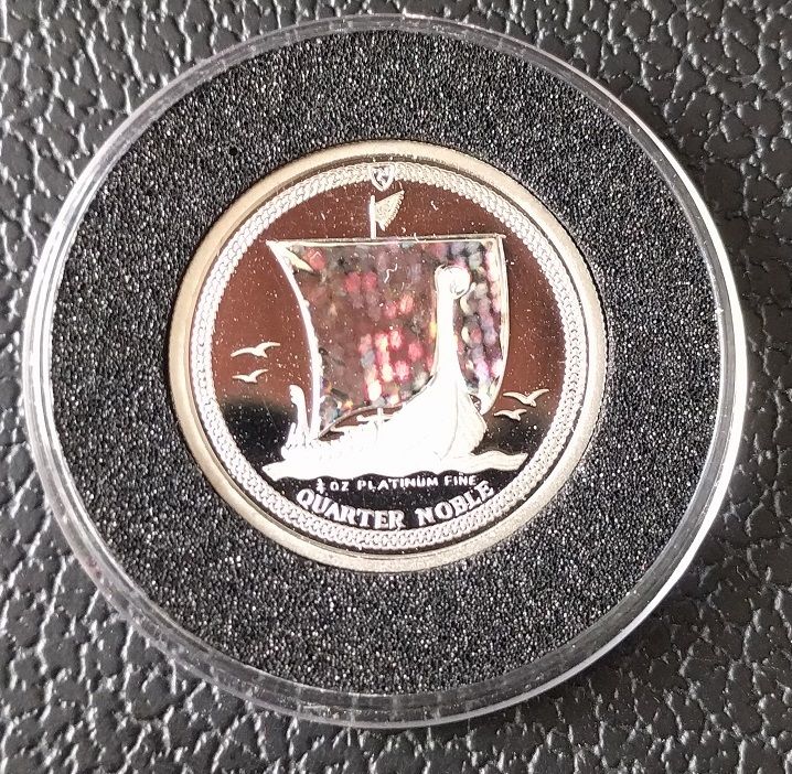 1996 Isle Of Man 1/4 Oz Proof Platinum Quarter Noble - Hologram Sail