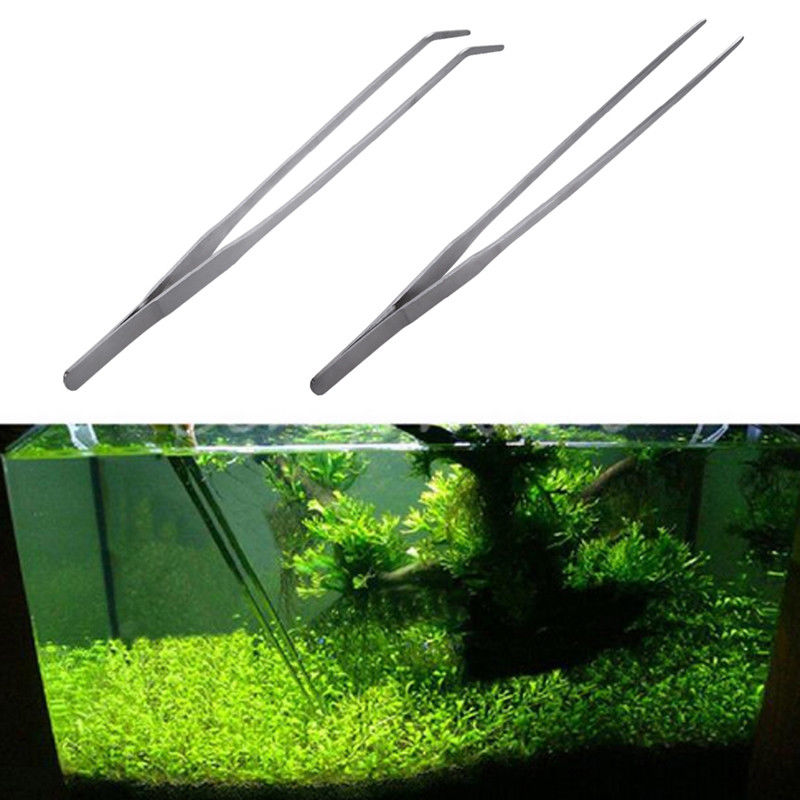 27cm Fish Tank Long Tongs Stainless Steel Live Water Plant Aquarium Tweezers