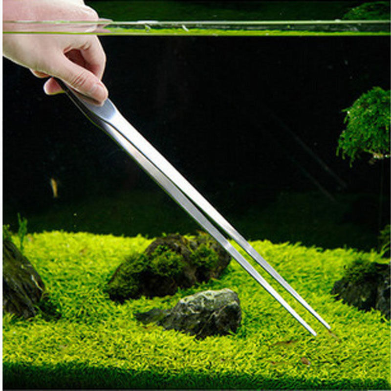 27cm Fish Tank Long Tongs Stainless Steel Live Water Plant Aquarium Tweezers