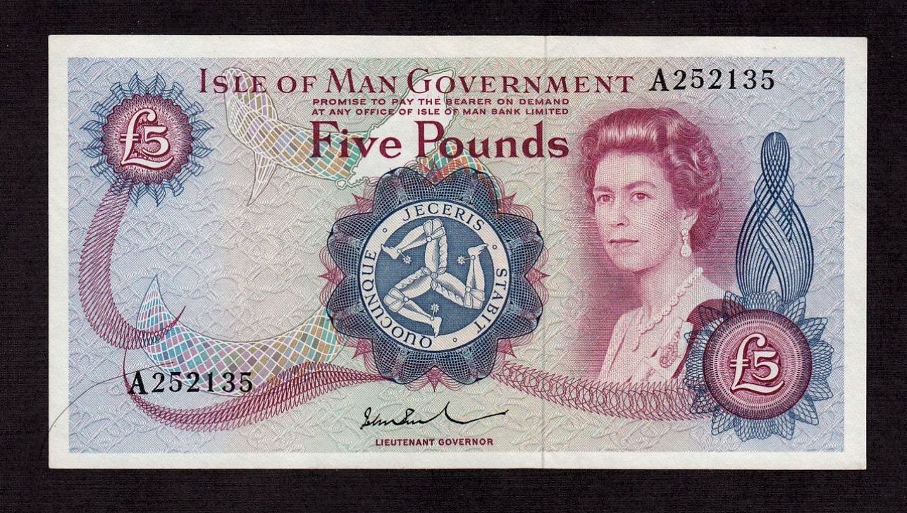 Isle of Man, 5 Pounds 1972, P-30b, UNC * Prefix A *