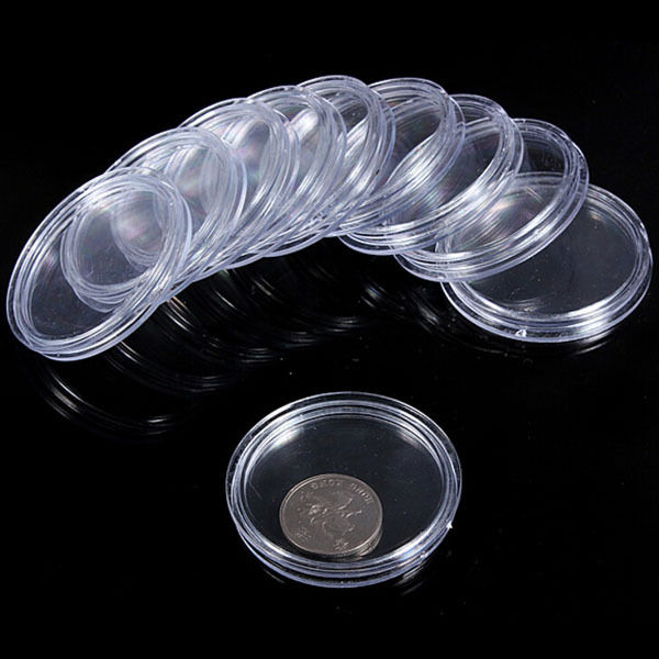 10pcs 40mm Applied Clear Round Cases Coin Storage Capsules Holder Plastic New