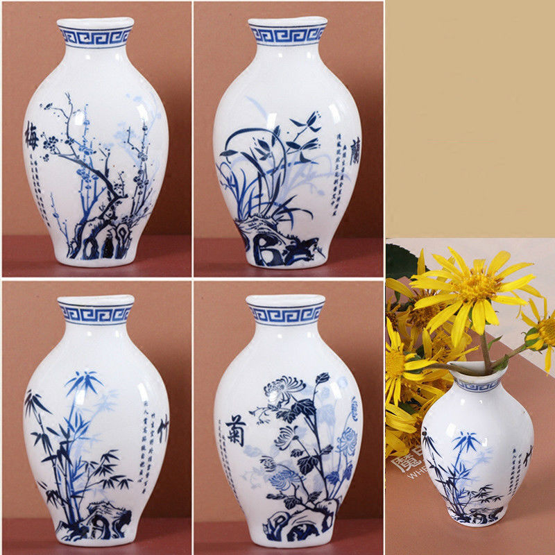 4pcs Fridge Refrigerator Magnet Chinese Souvenir Blue and White Ceramic Vase