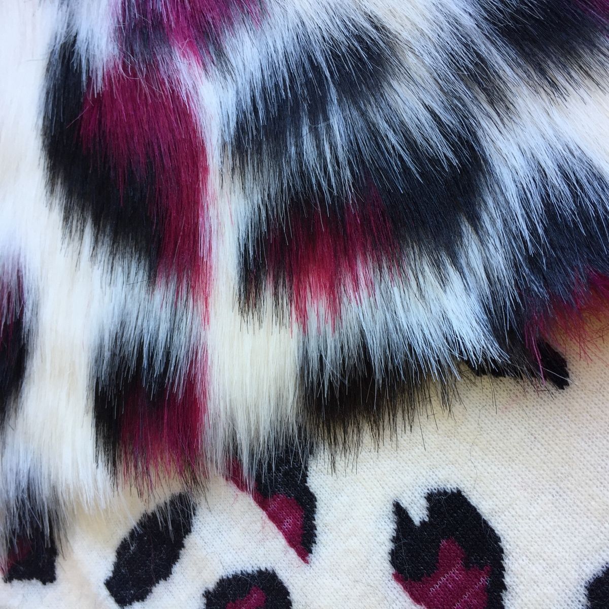 ' Crimson Spot  ' - spotted faux fur fabric - furaddiction