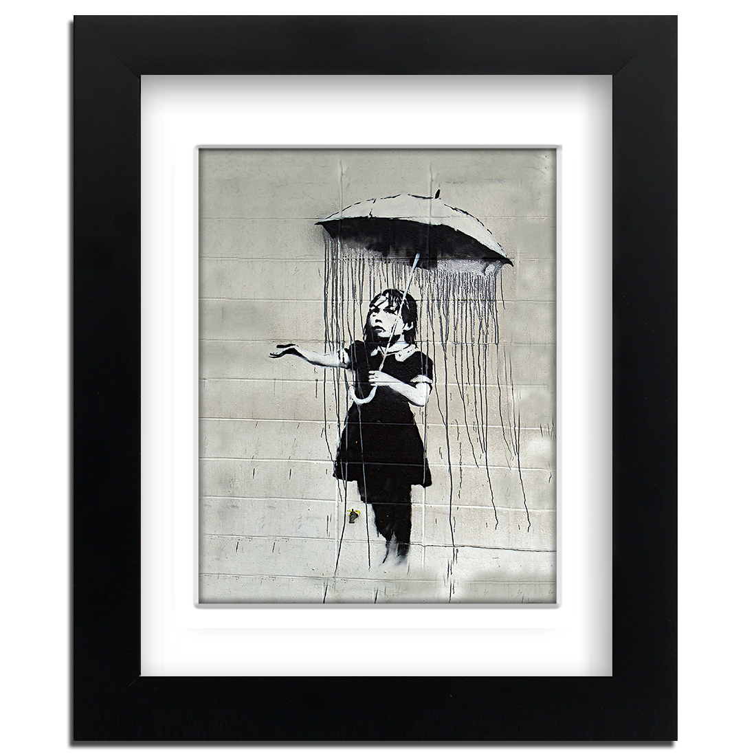 Banksy Umbrella Girl - Street Art - professionally Framed art print with mount