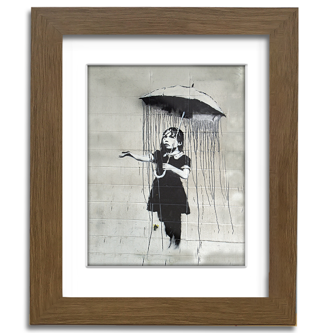 Banksy Umbrella Girl - Street Art - professionally Framed art print with mount