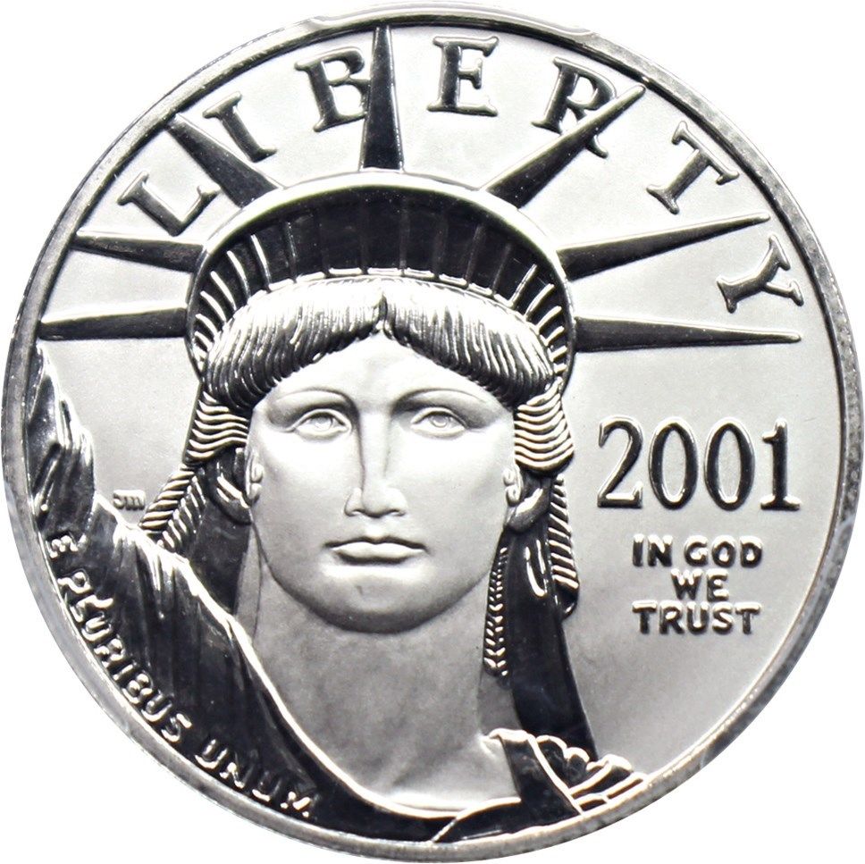 2001 Platinum Eagle $50 PCGS MS70 - Statue Liberty 1/2 oz