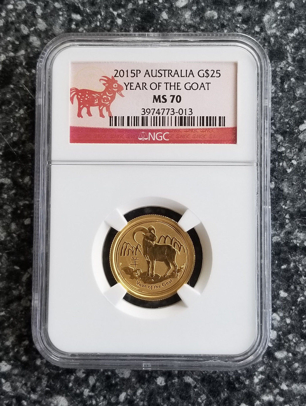 2015 Australia 1/4 oz Gold Lunar Goat MS70 NGC