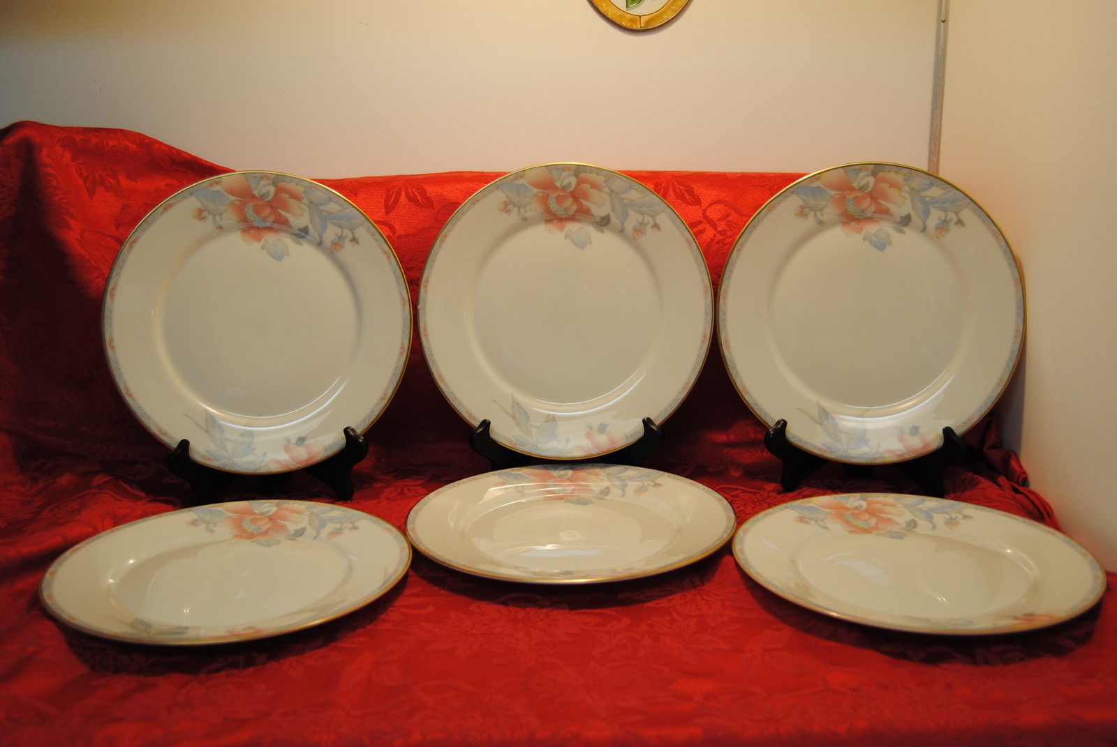 Lenox China ~ Westwood ~ 6 - Dinner Plates 10 3/4" Gold Trim - USA