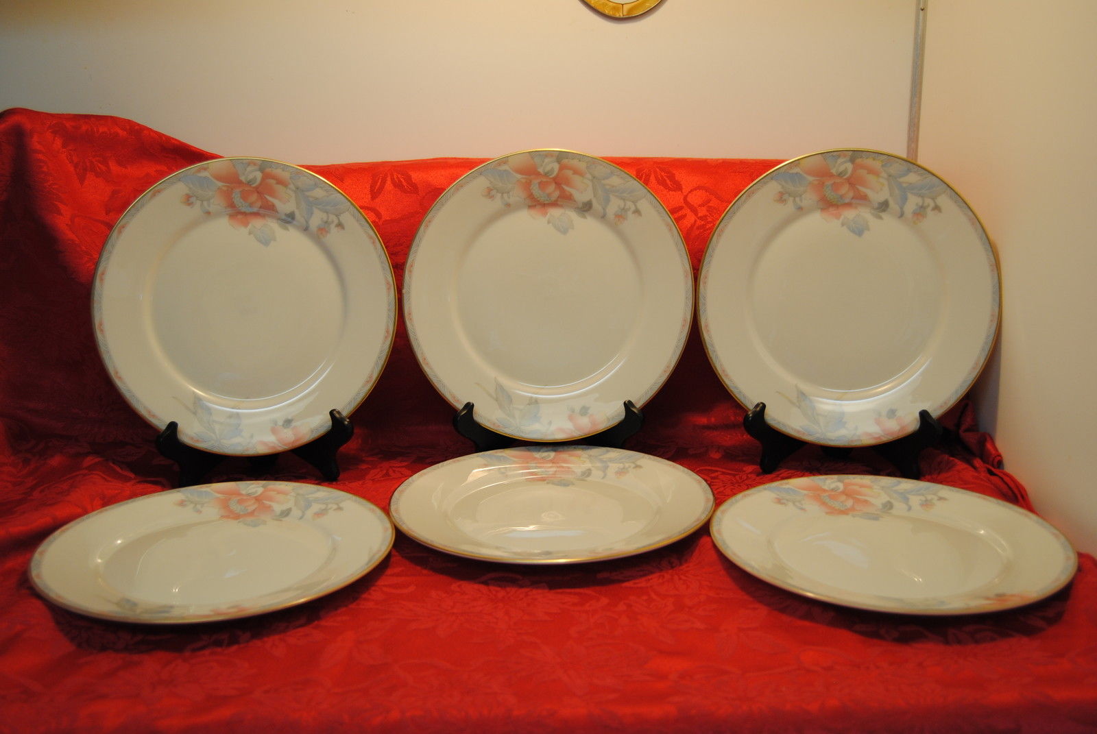 Lenox China ~ Westwood ~ 6 - Dinner Plates 10 3/4" Gold Trim - USA