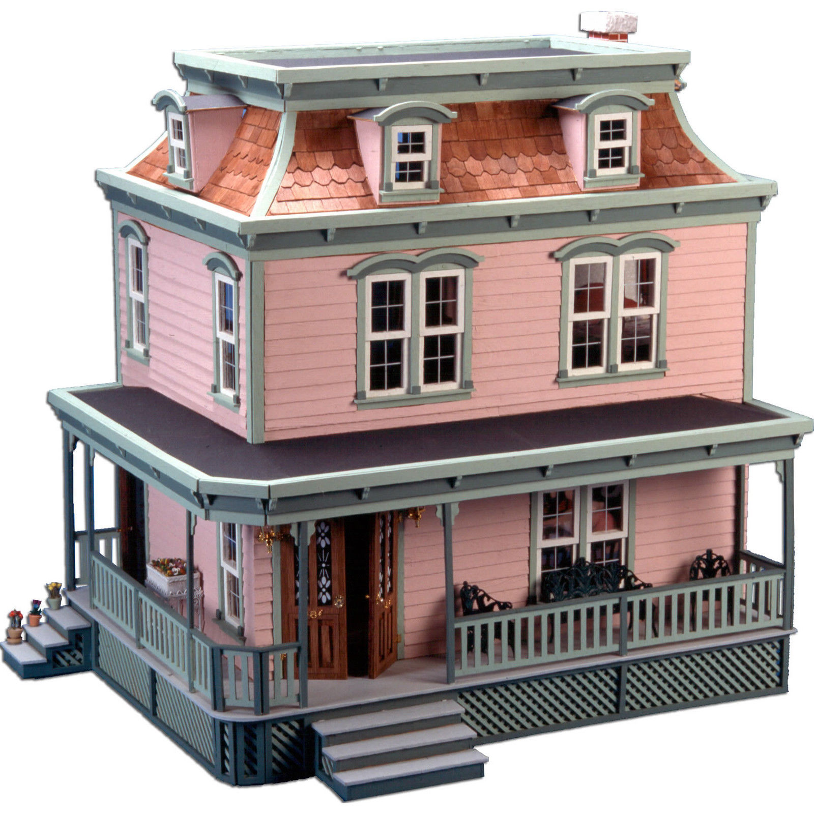 Large Wooden Doll House Vintage Victorian Kit Wood Dollhouse DIY Mansion Girls