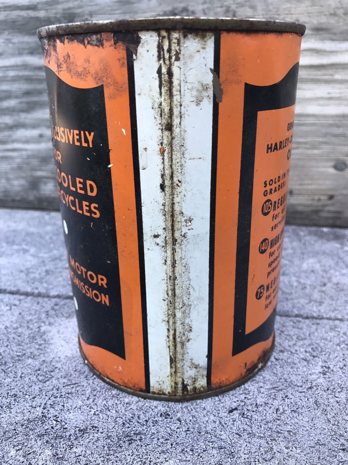 Original 1940 HARLEY DAVIDSON Full Quart Metal Oil Can Gas Oil Antique Vintage