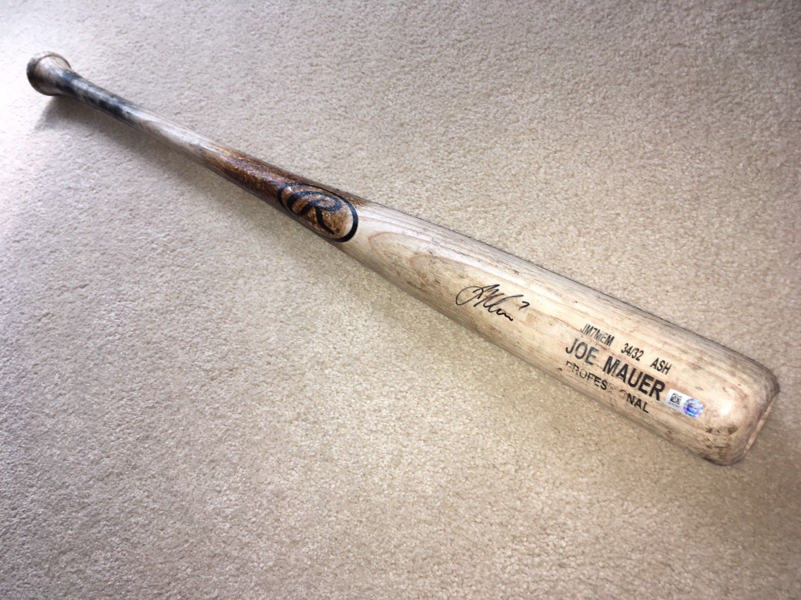 Signed Joe Mauer Game Used Rawlings Bat Minnesota Twins MLB Authenticated AUTO