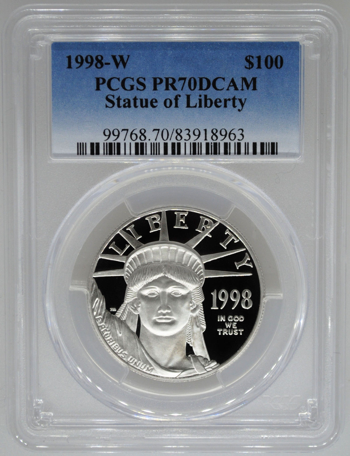 1998-W PCGS PR70 1 oz Proof Platinum Eagle $100