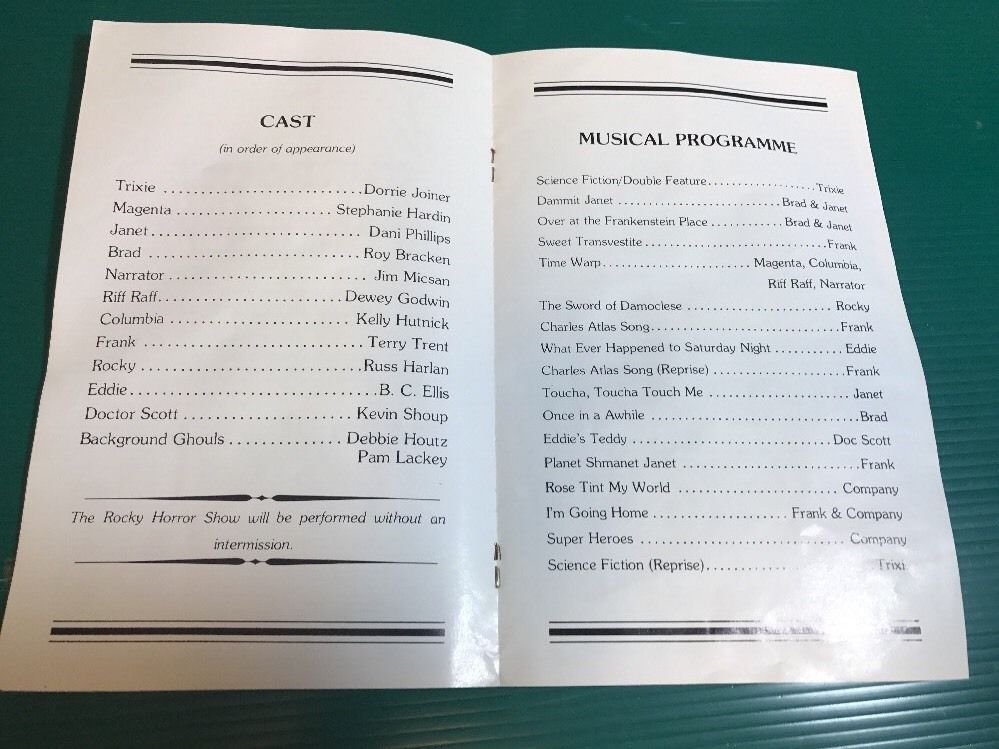 Rocky Horror Show - Entracte Program - Bethel Theatre Mobile AL - 1970s - RARE