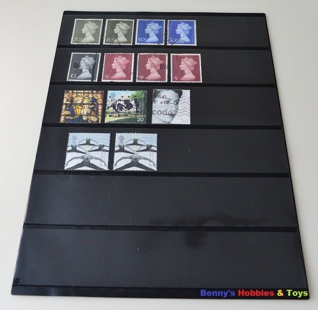 10 Stamp Album Stock Pages (6 Rows) Display Sheets - Black and Double Sided