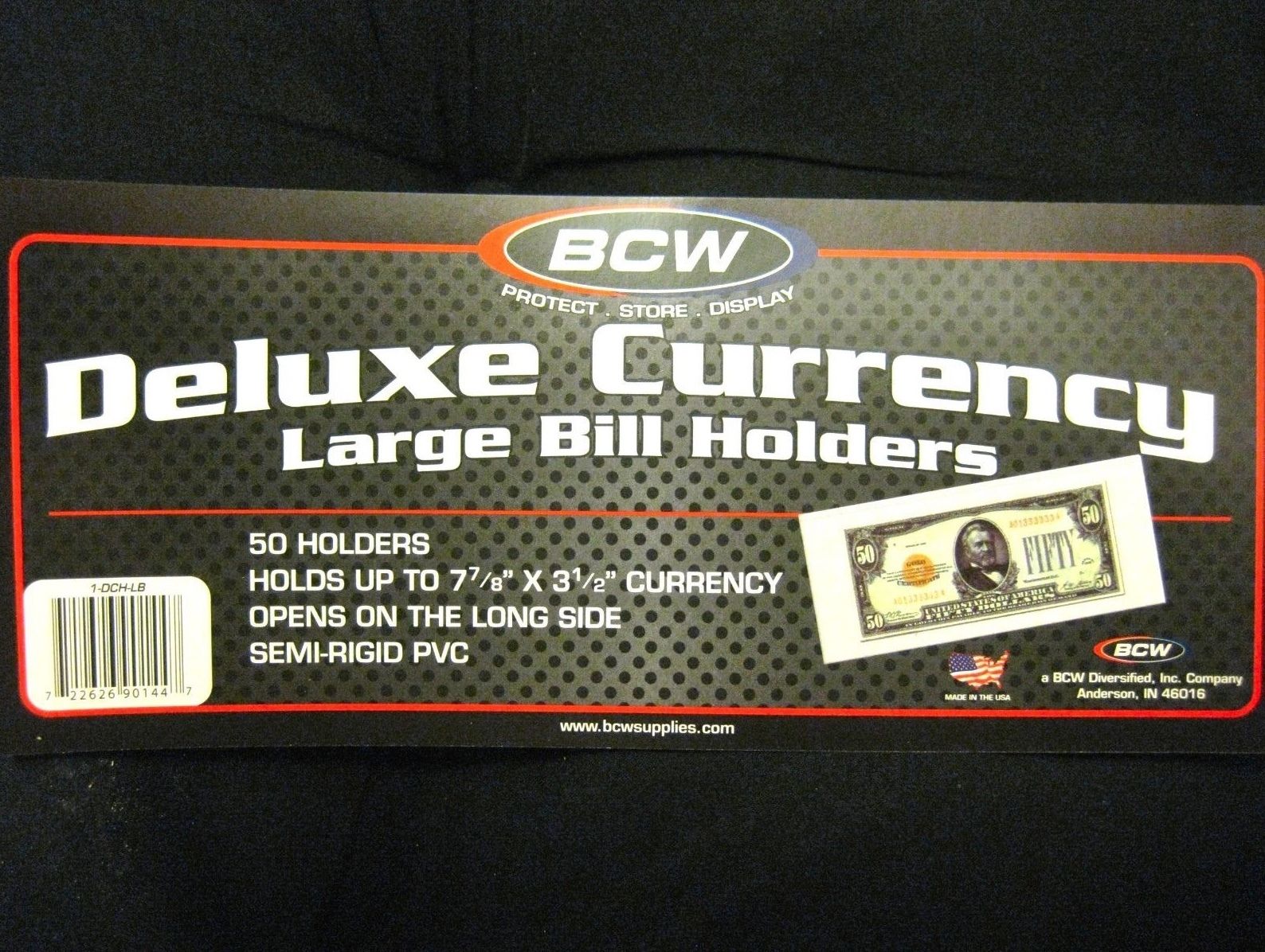 50 Large Currency Holders Semi Rigid Deluxe Blanket Dollar Bill BCW NEW